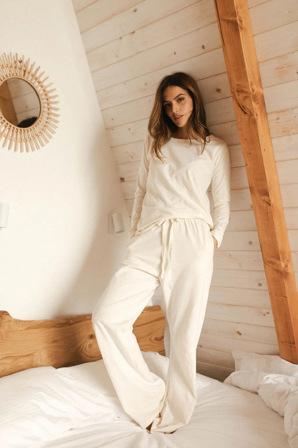 picoow-1 PIDŽAMA COZY ORGANIC OFF WHITE - Slika 1