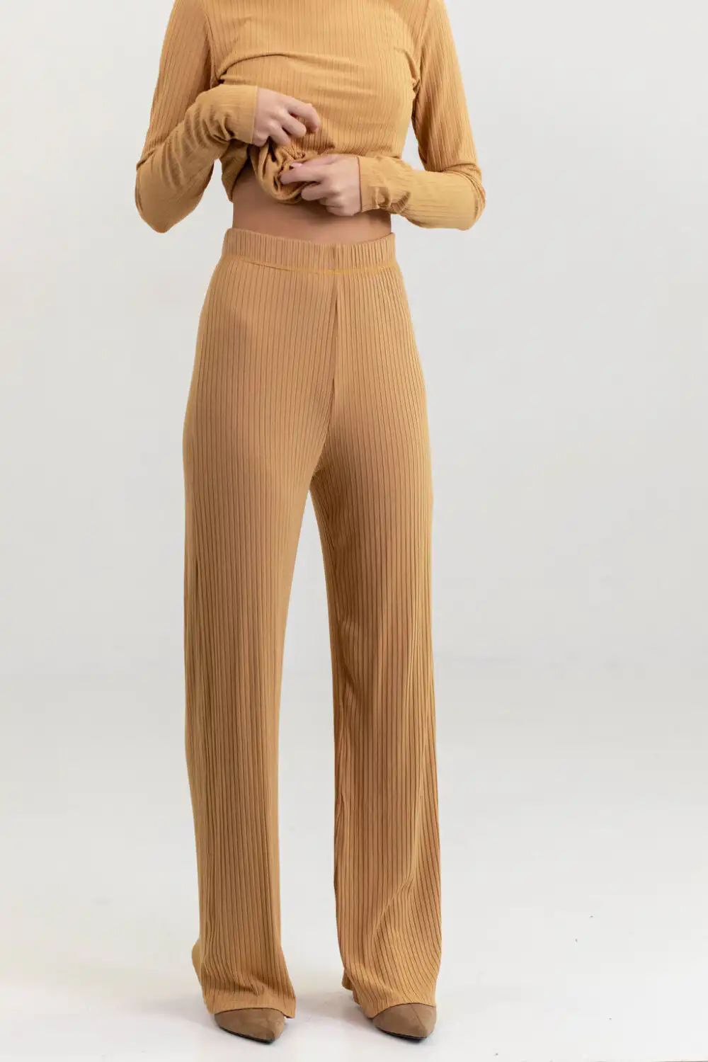 PANTALONE DERBY VISCOSE OKER - Slika 9
