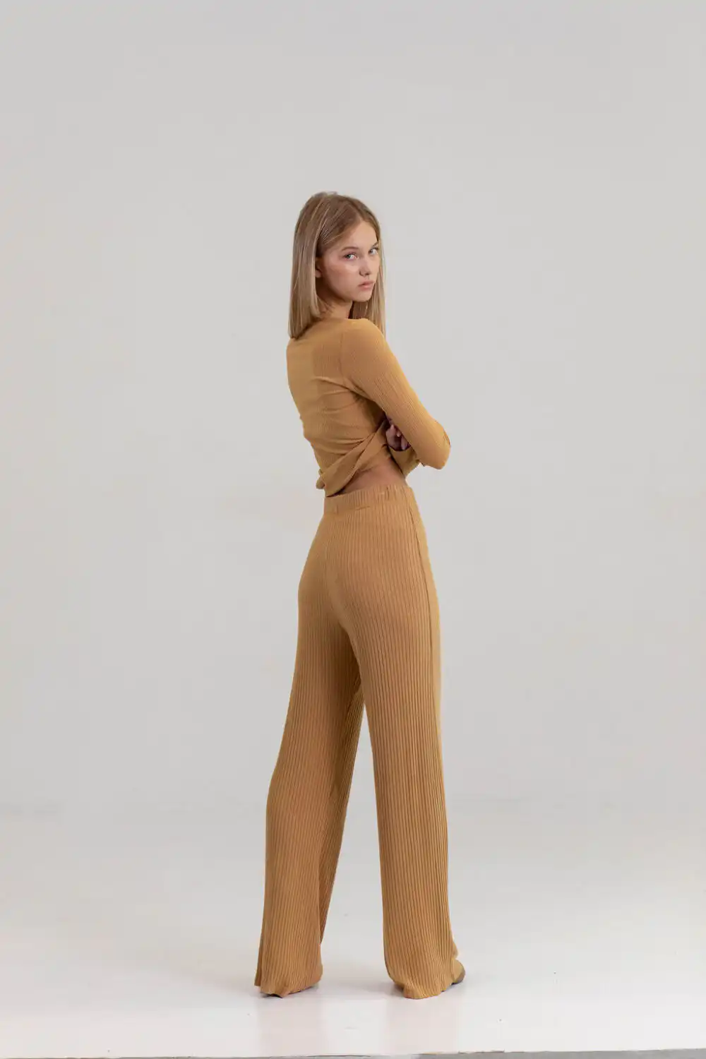 PANTALONE DERBY VISCOSE OKER - Slika 6