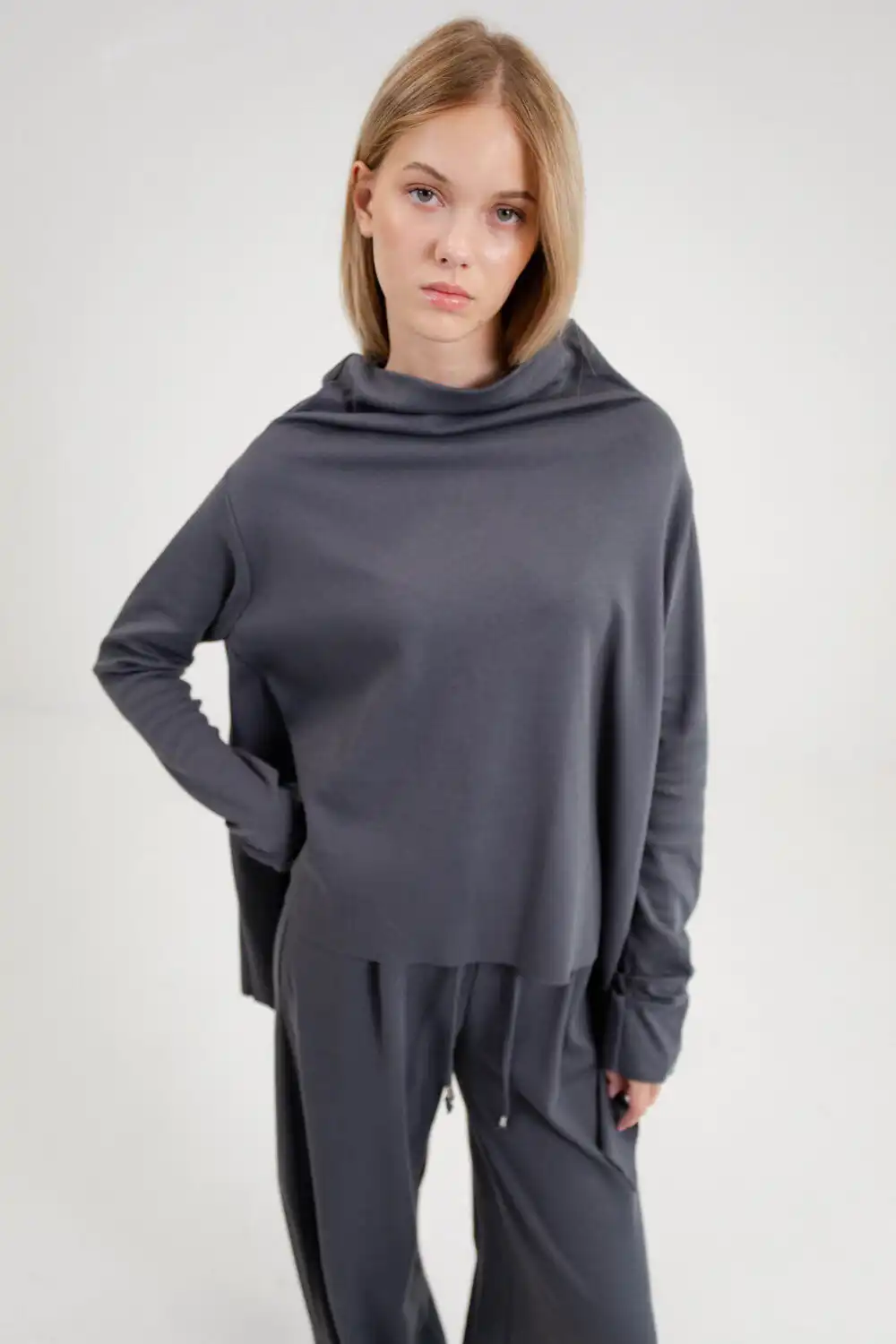 MAJICA NIA INTERLOCK DARK GREY - Slika 5
